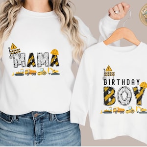 Construction Birthday Boy Family Matching Shirts Custom Birthday Party Excavator Party Outfit Custom Name Bulldozer Theme Birthday Crew