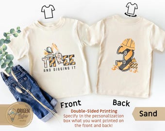 Three and Digging It Construction Crew Shirt Matching Birthday Dad and Mom Diggin&#39; it Excavator Birthday Sweatshirt Birthday Crew crewneck