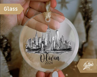 Custom Name New York City Skyline Ornament New York Ornament New City Gift Personalized Christmas Custom Ornament NYC Skyline Ornament