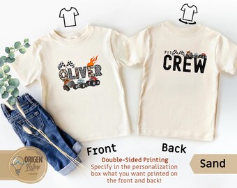 Monster Truck custom name Birthday Boy Family Matching pit crew Shirts Custom Bday Party Sweatshirt truck personalized name matching