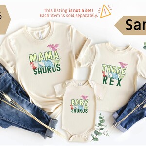 MamaSaurus DadaSaurus Tees Matching Family Dinosaur Birthday Shirts Kids Dino Tee Mommy and Me Family Tees Mom Dad Dino Tees