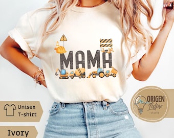 Comfort Colors® Mama and Daddy Matching Construction Shirts Custom Bulldozer Excavator Family Outfit Construction Crew Birthday Shirts Truck