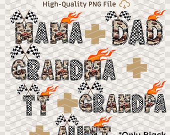 PNG family Bundle mama dad grandma grandpa aunt tt Monster Truck PNG Racing  Checkered Flags Digital Car Party Sublimation Design DTF file