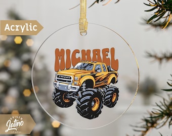 Monster Truck Christmas Ornament, Personalized Christmas Ornament, Monster car, watercolor,  Kids Ornament, Christmas Keepsake, Boy Ornament