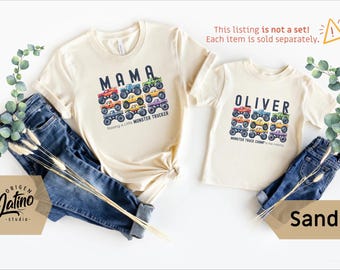 personalized monster truck lover son and mama matching shirts Christmas outfits mommy and boy outfit monster trucks lovers sweatshirt custom
