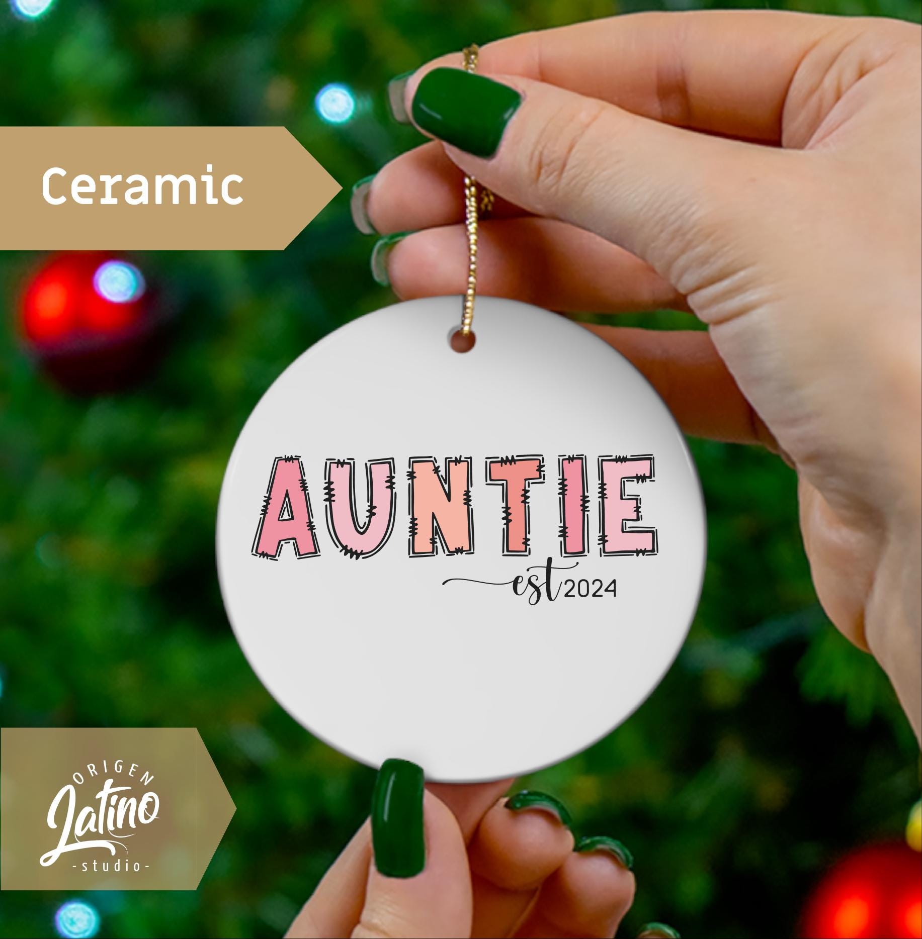 Aunt Established 2024 Ornament, Personalized Christmas Ornament for New ...