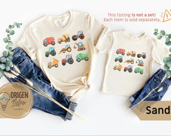 Truck Construction Kids Shirt Equipment Boy long sleeve Gift for Kid Toddler Construction Shirt Truck Lover Baby Excavator family