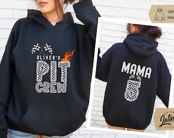 Pit Crew Birthday Boy Family Matching sweatshirt Custom Name Birthday Party Shirts cars Theme Outfit Personalized Family Birthday hoodie
