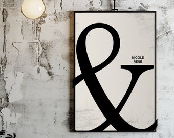 Poster ampersand with name | Type | Art print | Image | Typography | Love | Gift