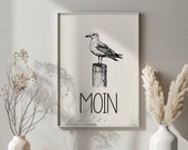 Poster: Moin mit Möwe | Typo | Kunstdruck | Bild | Typografie | Spruch