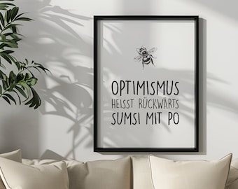 Poster Optimism backwards | Art print | Typography | Saying