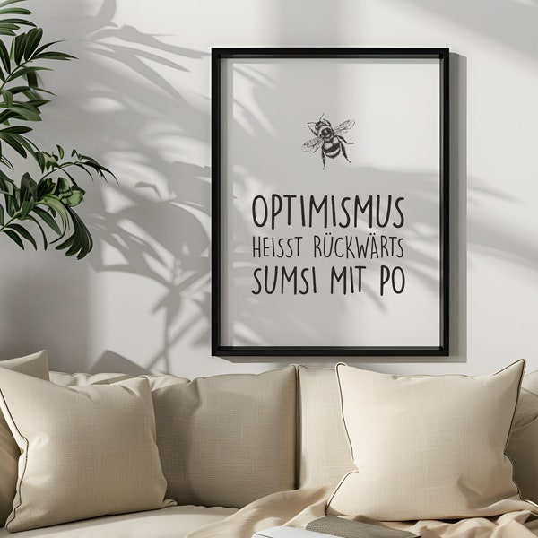 Poster Optimismus rückwärts | Kunstdruck | Typografie | Spruch