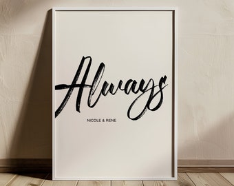 Poster Always personalized | Type | Art print | Image | Typography | Love | Gift