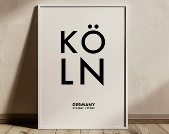 Poster Cologne | Typographic poster | Art print | Typography | Gift idea | Poster coordinates