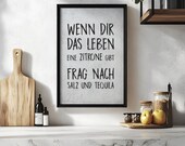 Lustiges Zitrone Tequila Poster | Küchen Wandkunst | Spruch Druck Geschenk