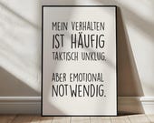 Lustiges Spruch Poster | Emotionales Zitat Wanddeko | Motivations Kunstdruck