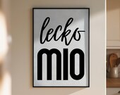 Lecko Mio Poster – Lustige Wanddeko, Typografie Kunst, Geschenkidee | grau