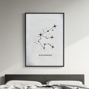 Wassermann Sternbild Poster, Sternzeichen Wandkunst, Astrologischer Druck