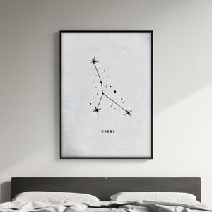 Krebs Sternbild Poster, Sternzeichen Wandkunst, Astrologischer Druck