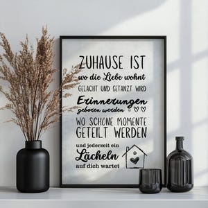 Inspirierendes Poster "Zuhause ist, wo die Liebe wohnt" – Wanddeko mit Liebeszitat & Geschenkidee