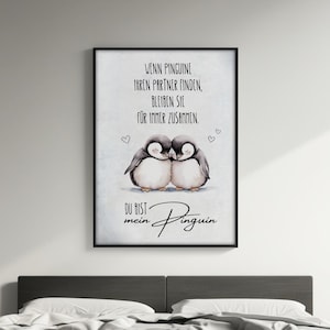 Pinguin Poster Liebe – Du bist mein Pinguin – Romantisches Paar Wandbild Geschenk