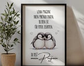 Pinguin Liebespaar Poster, Romantische Wanddeko, Treue Spruch Druck