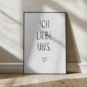 I love us poster – romantic love poster with heart, gift idea for couples, modern wall picture with saying
