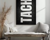 TACH Poster Schwarz Weiß Typografie Kunstdruck Wandkunst Minimalistisches Design Wohnzimmer Deko Geschenkidee Norddeutsch