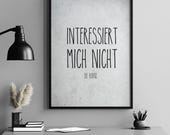 Interessiert mich nicht die Bohne Poster Lustiger Spruch Wandkunst Typografie Kunstdruck Wohnzimmer Deko Geschenkidee Humor Wandbild