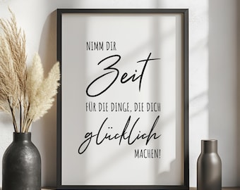 Motivational poster with a saying | Mindfulness poster | Quote poster in German | Living room wall art | Poster download