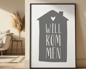 Willkommen Poster Haus | Wandbild Eingang | Herzliche Deko Druck