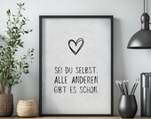 Sei du selbst Poster Motivations Wandkunst Typografie Kunstdruck Wohnzimmer Deko Geschenkidee Inspiration Wandbild Selbstliebe