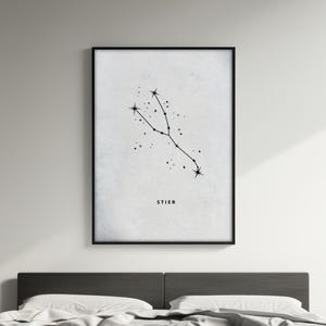 Stier Sternbild Poster, Astrologie Wanddeko, Sternzeichen Druck, Zodiac Geschenk