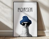 Moinsen Möwen Poster Nordsee Wandbild Maritimes Geschenk Küsten Deko Wohnzimmer Wandkunst Lustige Vogel Illustration