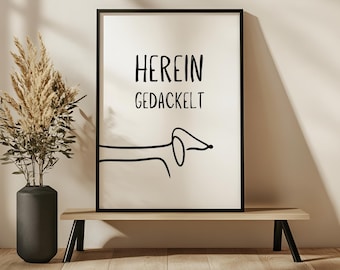Dachshund Welcome Poster - Gift for Dachshund Lovers - Dachshund Drawing - Downloadable Poster