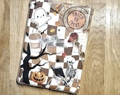 Karierte Kindle Einlage THEMA HALLOWEEN für durchsichtige Hülle - Paperwhite, Colorsoft, Basic, Scribe, Oasis