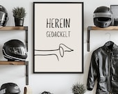 Hereingedackelt Poster – Lustige Dackel Wanddeko für den Eingangsbereich