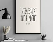 Lustiges Poster „Interessiert mich nicht die Bohne“ – Ironischer Spruch, Wanddeko, Geschenkidee, Statement für Wohnzimmer & Büro
