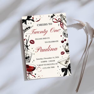 Editable 21st Birthday Invitation Template | Canva Digital Download image 3