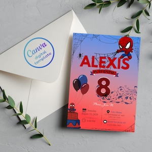 Superhero Invitation Template | Editable Spider-Man Birthday Invite