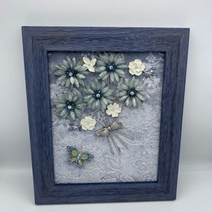Vintage jewelry art framed costume jewelry framed jewelry bouquet flower art decor