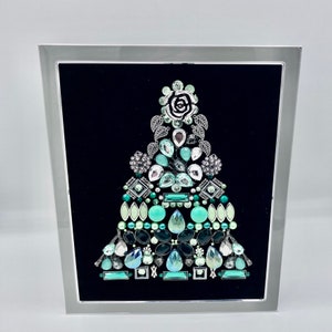 Vintage jewelry art jewelry art decor framed jewelry tree green jewelry art