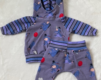 Purple Eeyore Hoodie Set - Newborn - Reborn Dolls Clothes