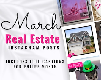 March Real Estate Instagram Posts | March Instagram  Post Templates | Instagram Templates for Realtors