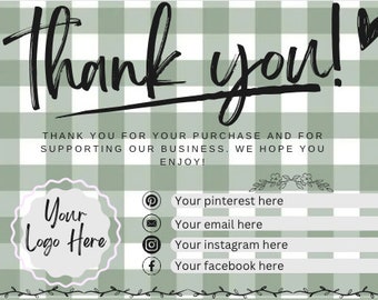 Thank You Card, DIY Marketing Cards Template Design, Thank You For Order Packaging Card, Package Insert Thank You Cards, Small Business Card