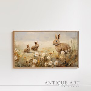 Frame Tv Easter Art, Easter Rabbit Art, Bunny Art, Easter Decor, Easter Artwork, Frame TV Art, Digital Download, Frame Tv Spring Art | EA013