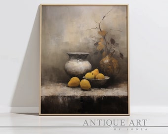 PRINTABLE Vintage Still Life Painting | Digital Download | Fruit And Vase Still Life | Printable Wall Art | SL001