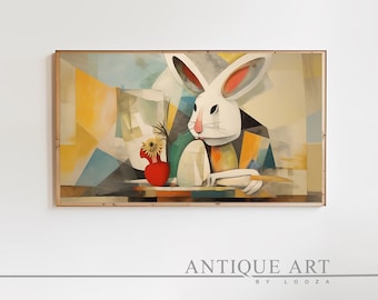 Frame Tv Easter Art, Easter Rabbit Art, Bunny Art, Easter Decor, Frame Tv Spring Art, Easter Artwork, Frame TV Art, Digital Download | EA002