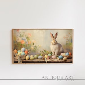 Frame Tv Easter Art, Easter Rabbit Art, Bunny Art, Easter Decor, Easter Artwork, Frame TV Art, Digital Download, Frame Tv Spring Art | EA001