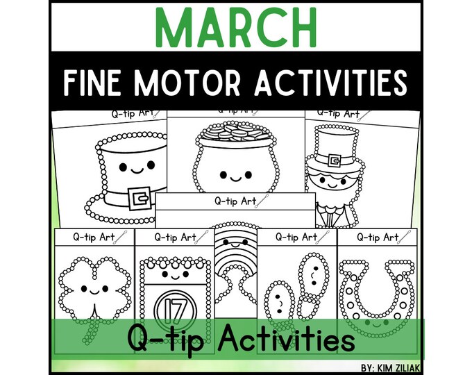 Spring NO PREP Q Tip Painting Mats for Preschool and Kindergarten Fine ...